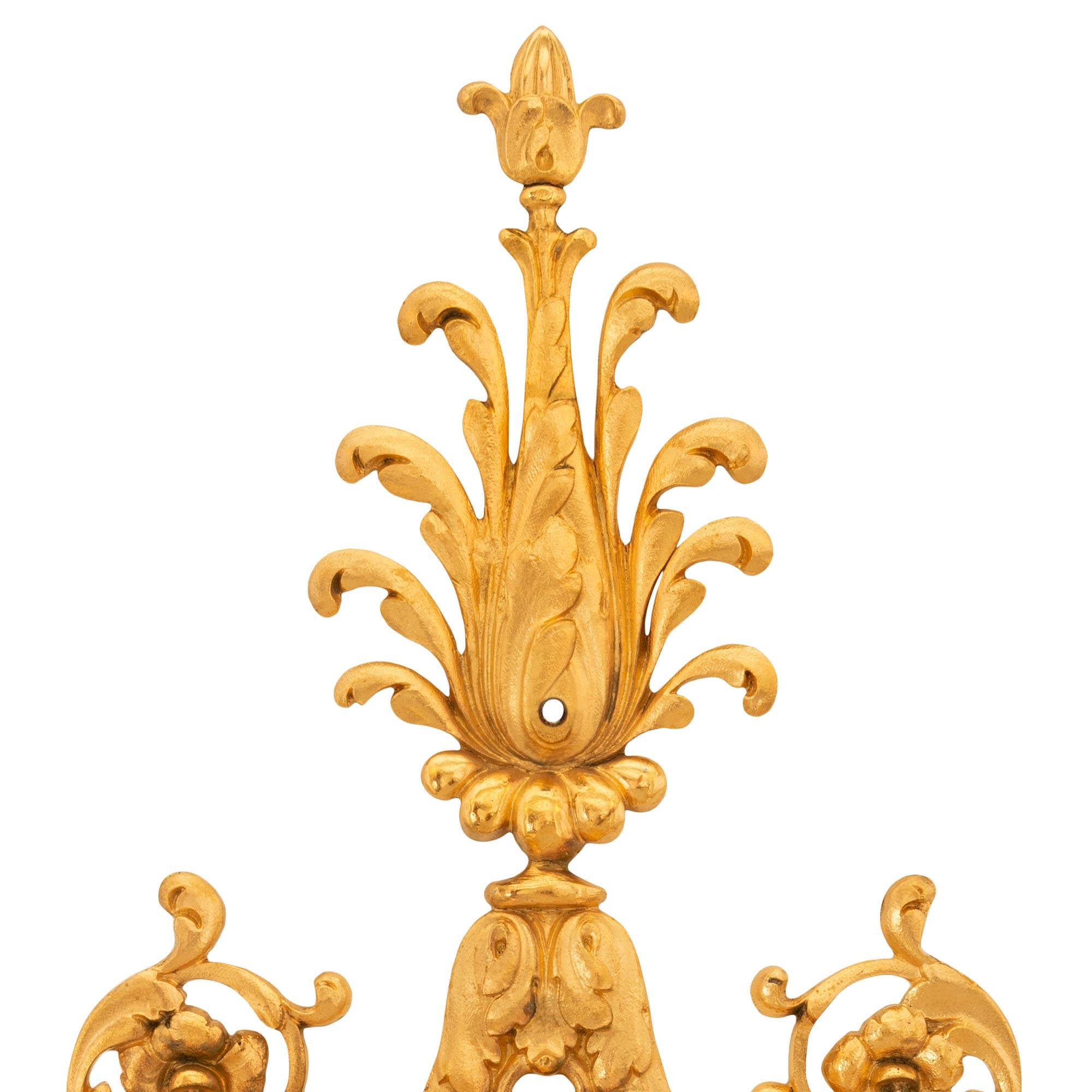 Ormolu Pair of American 19th Century Louis XVI St. Sconces Signed Caldwell For Sale