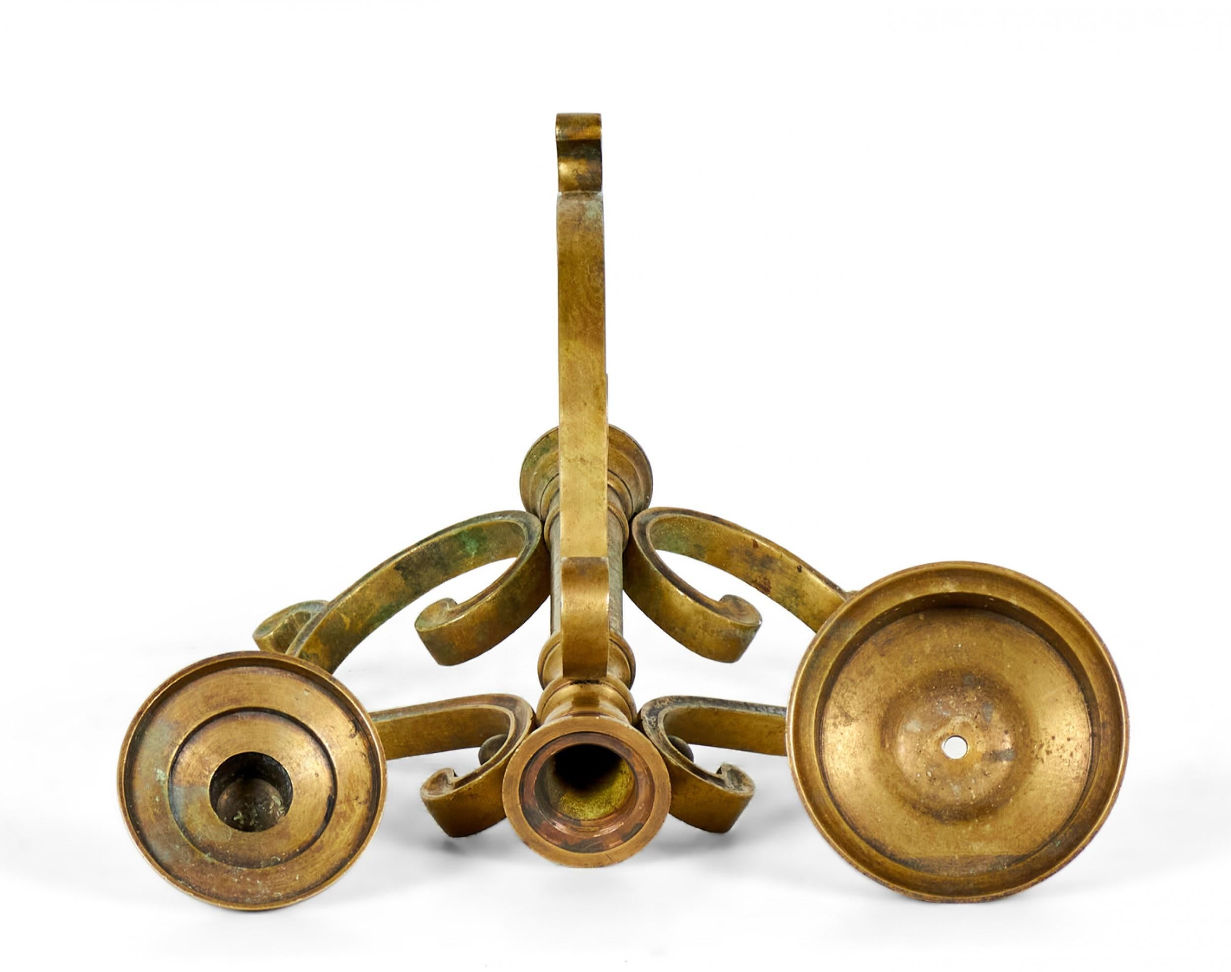 Pair of American Art Deco Bronze Scroll Design Candlesticks For Sale 6