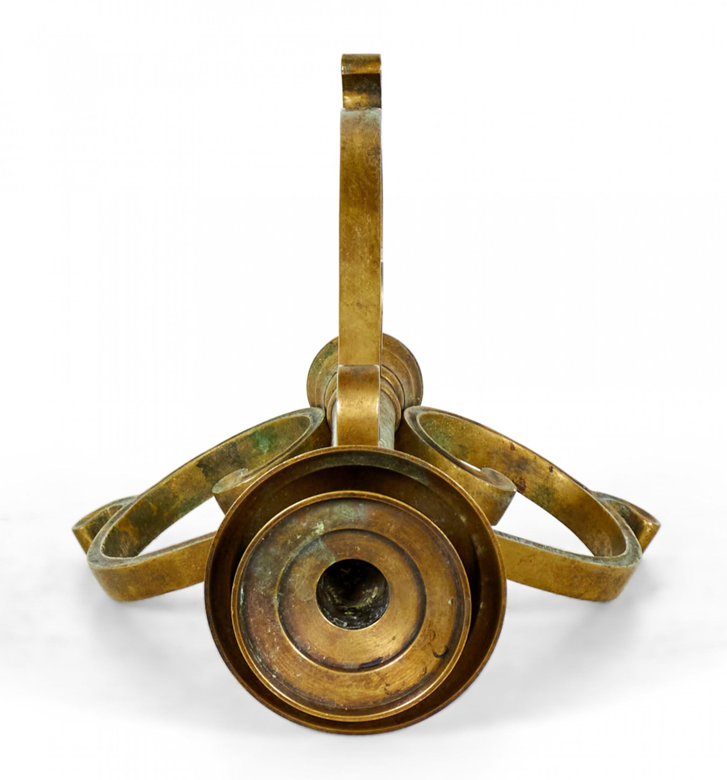 Pair of American Art Deco Bronze Scroll Design Candlesticks For Sale 4