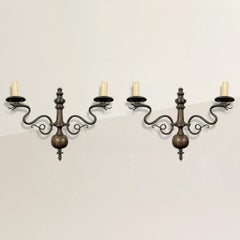 Pair of American Art Deco Bronze Snake Sconces