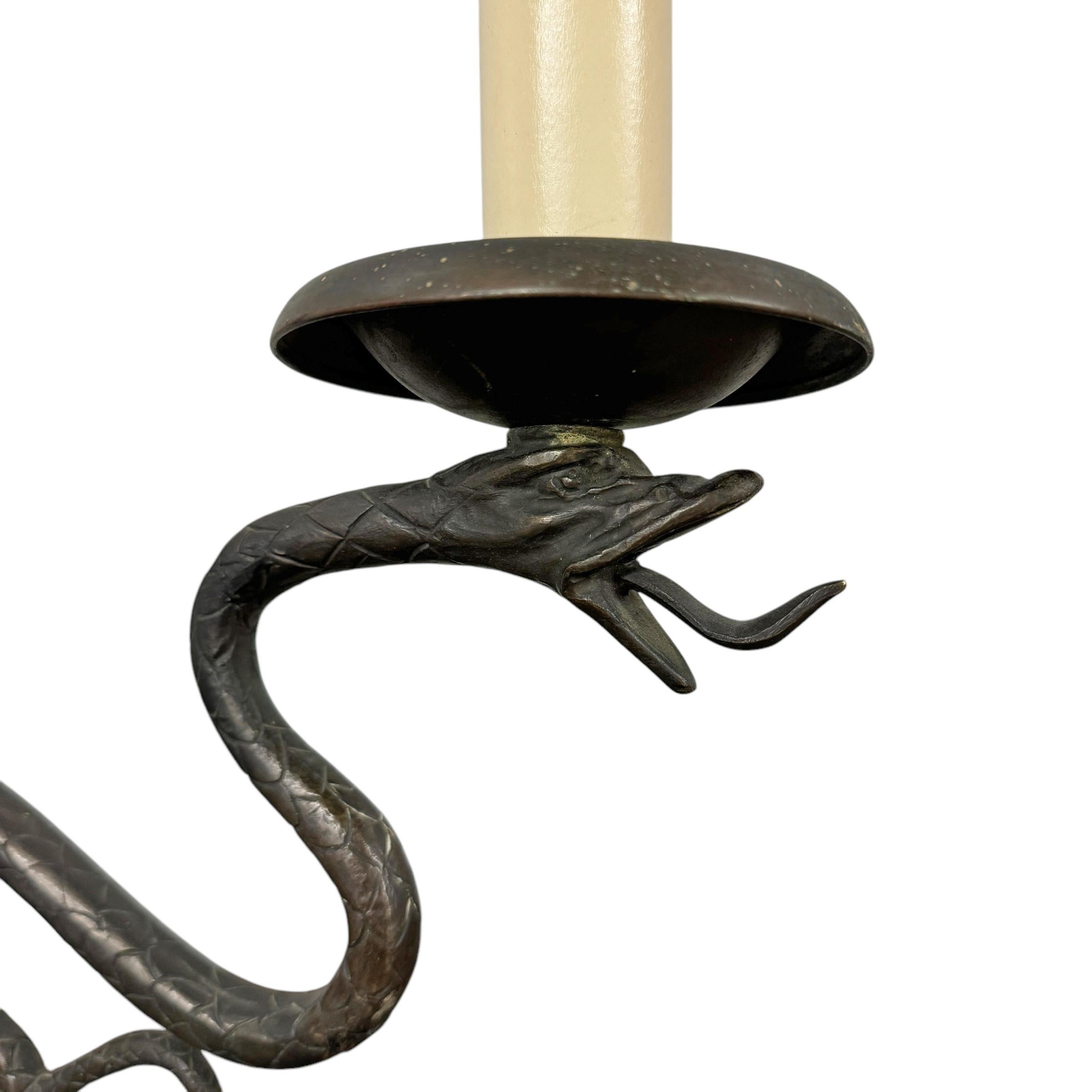 Coppia di sconsigliere a serpente in bronzo Art Déco americano in vendita 3