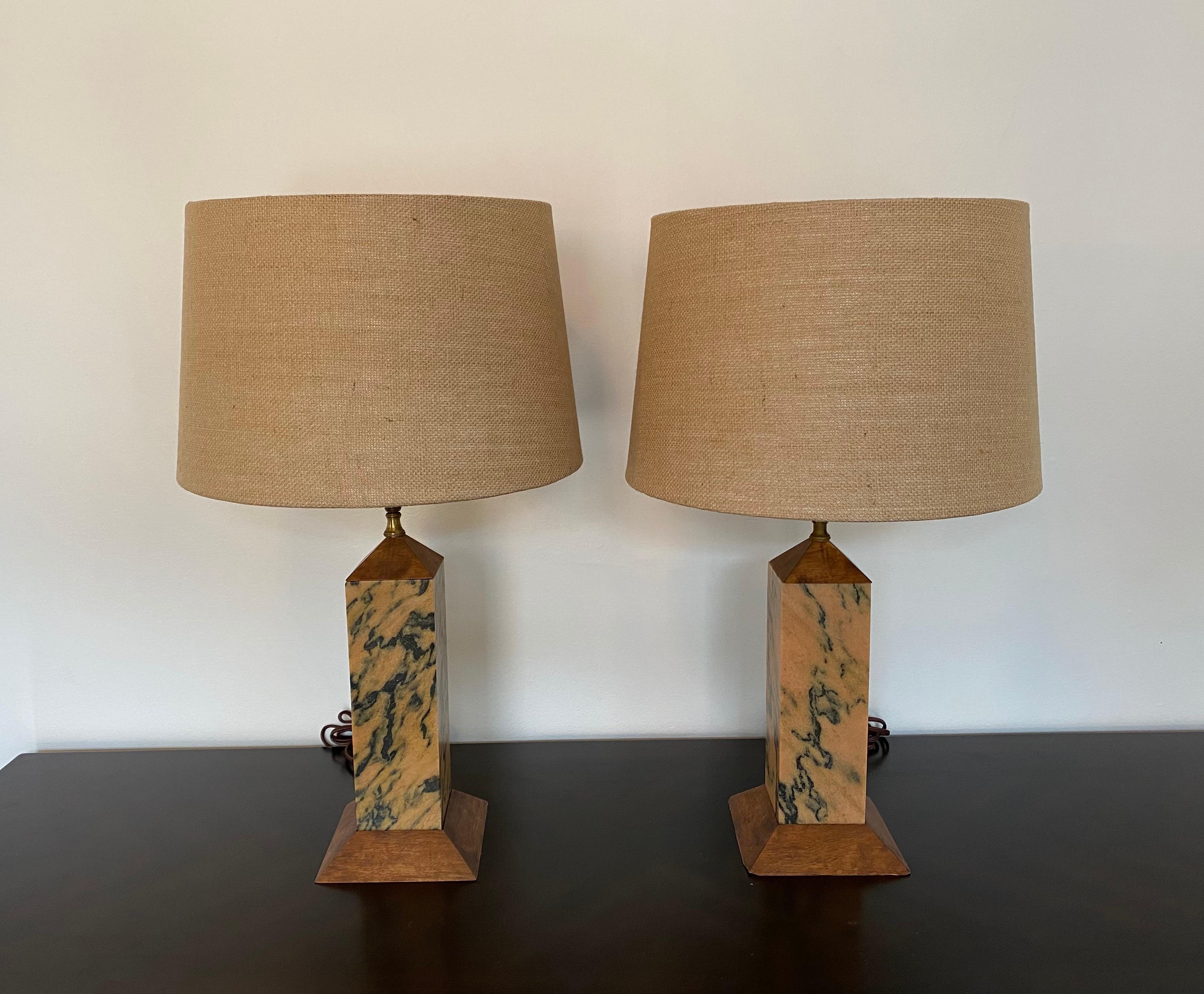 Pair of American Art Deco Mission 1920s Table Lamps 9