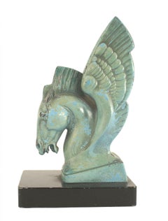 Pair of American Art Deco Patinated Copper Pegasus Bookends