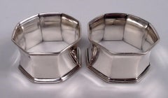 Pareja de servilleteros americanos Art Déco de plata de ley