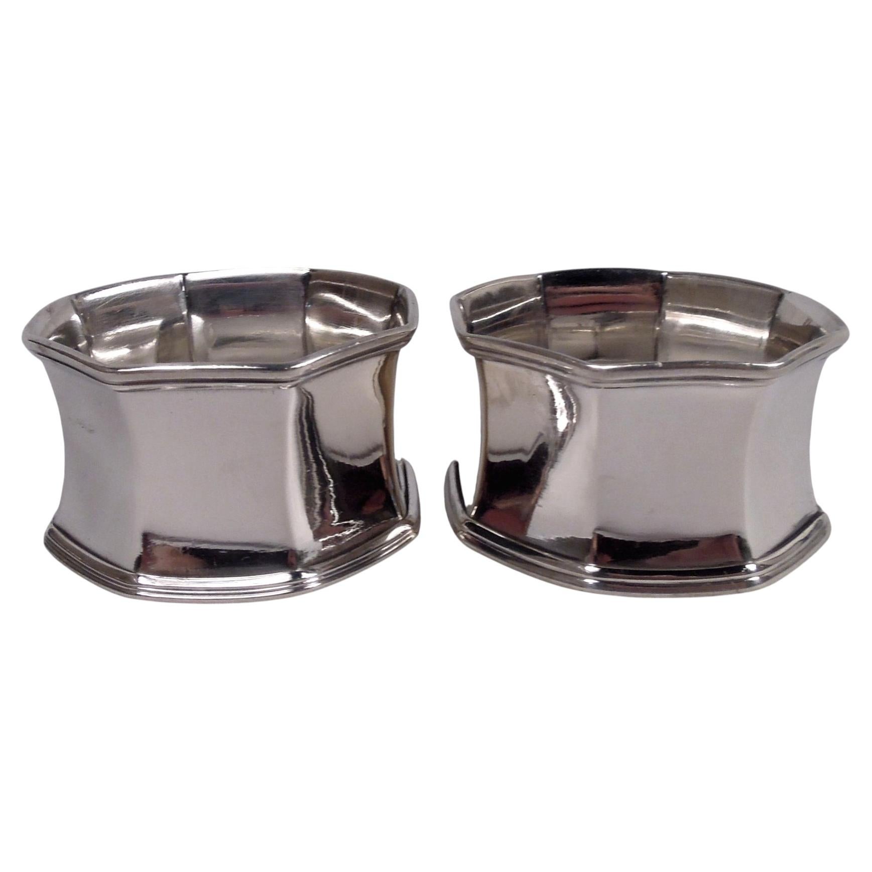 Pair of American Art Deco Sterling Silver Napkin Rings