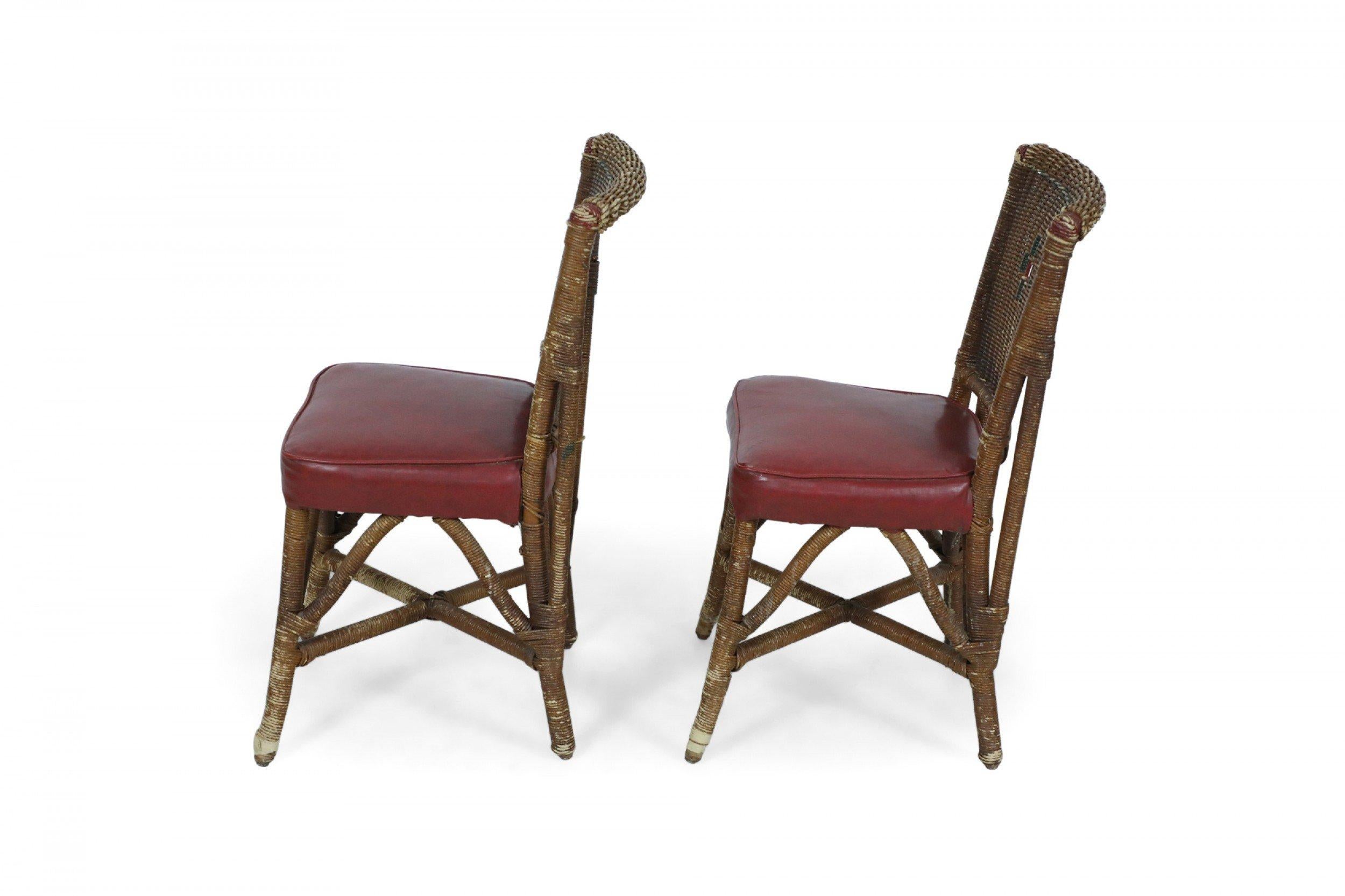 Paire de chaises d'appoint américaines en osier de style Art déco en vente 7