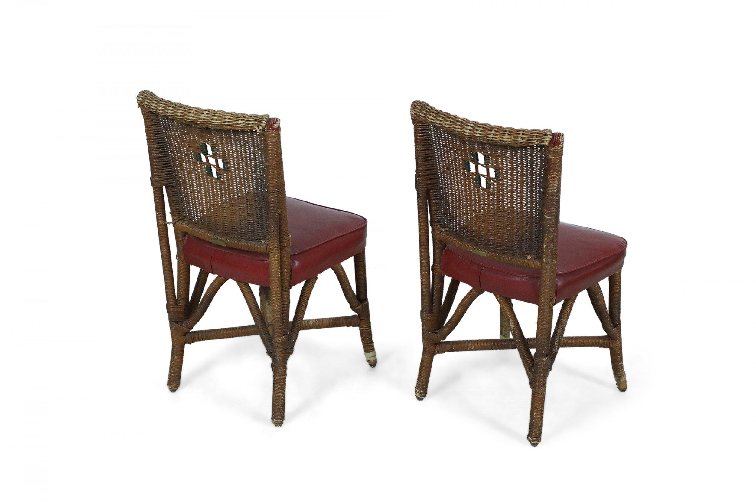 Paire de chaises d'appoint américaines en osier de style Art déco en vente 10