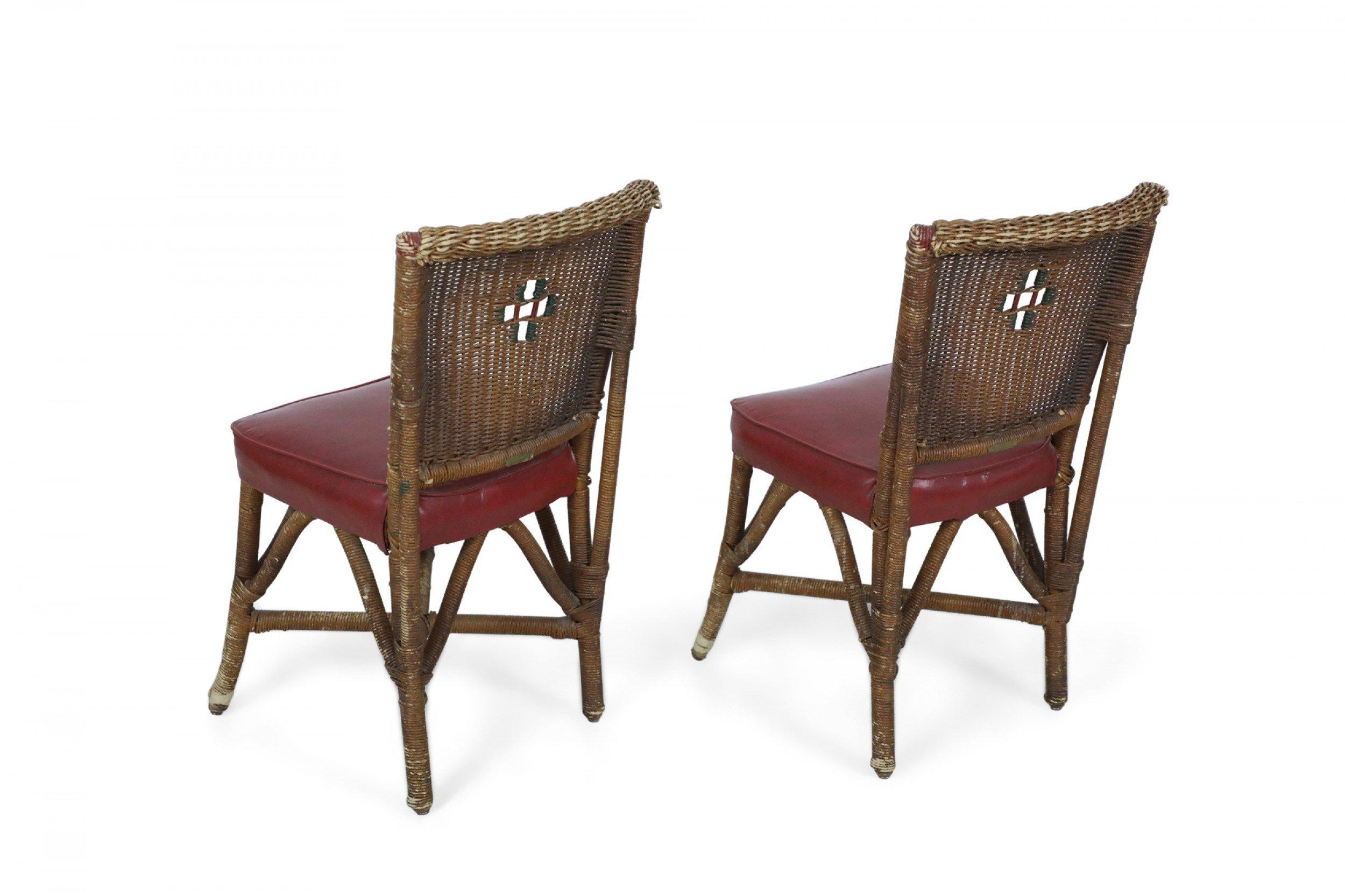 Paire de chaises d'appoint américaines en osier de style Art déco en vente 11