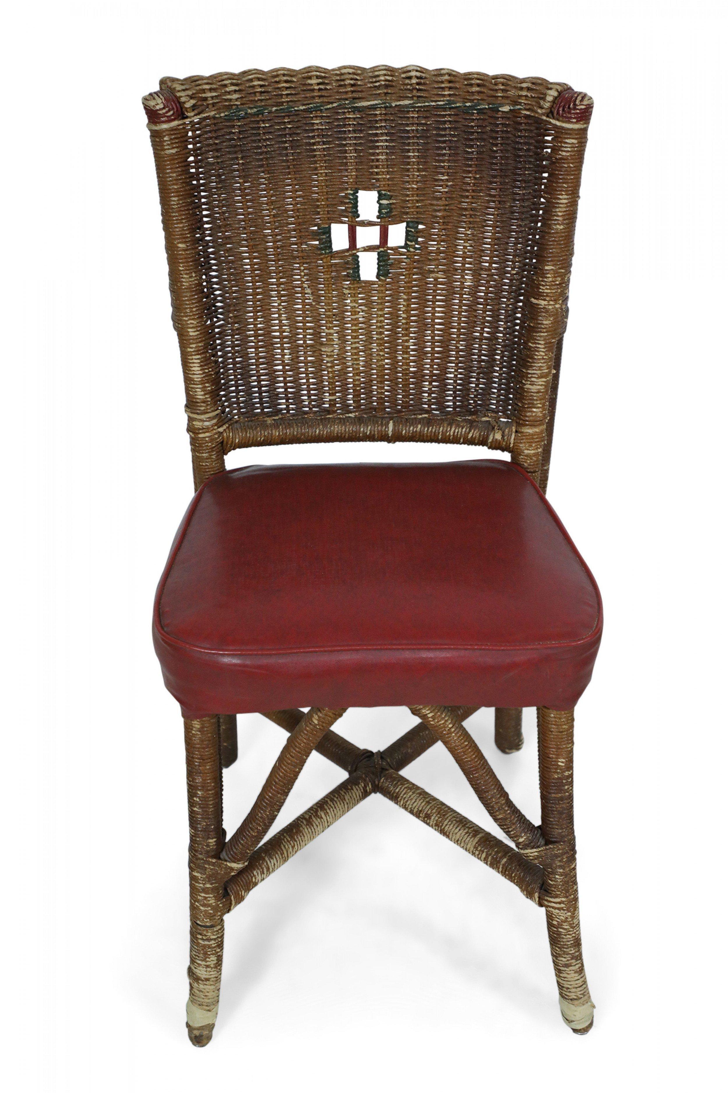Rotin Paire de chaises d'appoint américaines en osier de style Art déco en vente