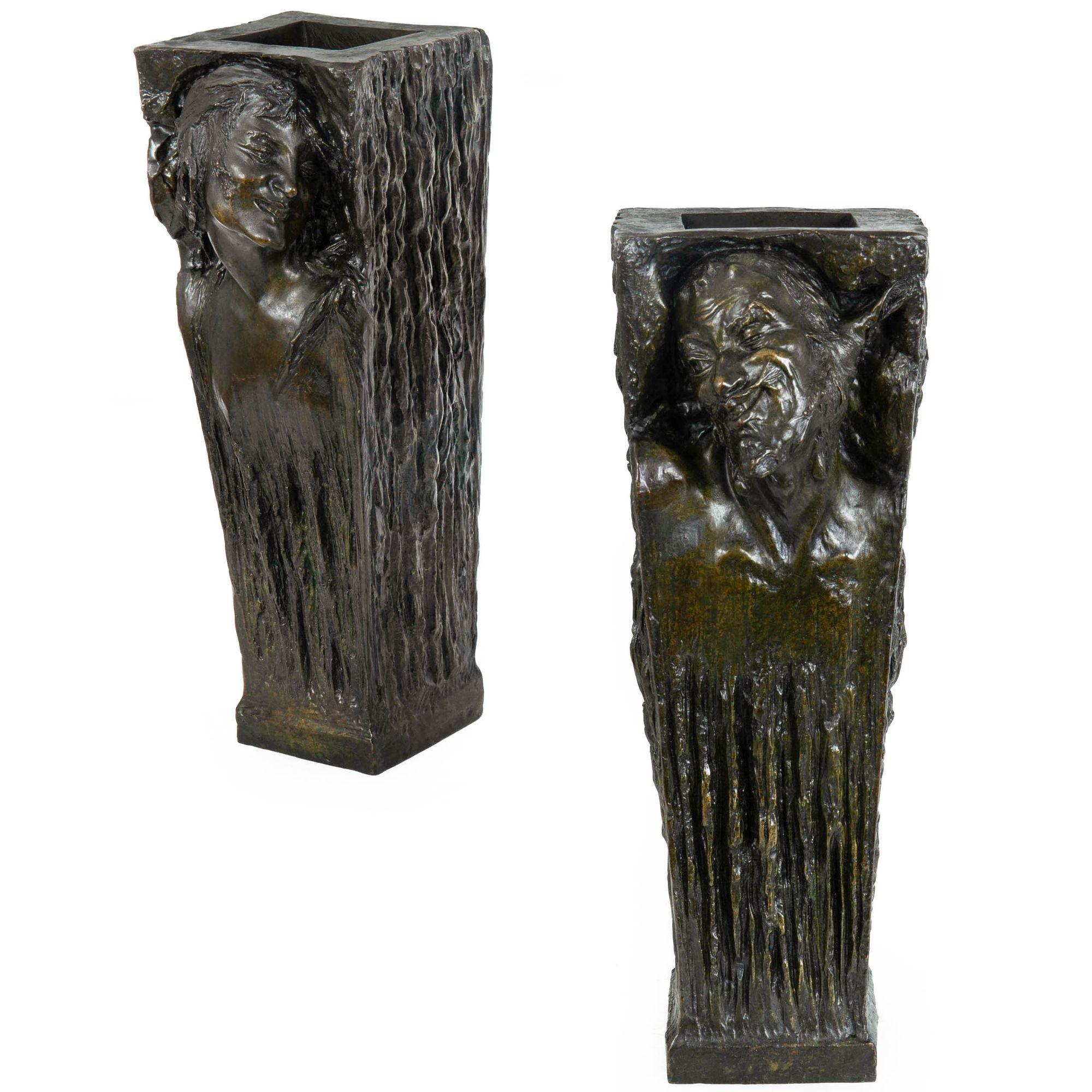 Pair of American Art Nouveau Vases 