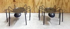 Pair of American Artisan Iron & Rebar Spider Sculptural Tables