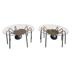 Pair of American Artisan Iron & Rebar Spider Sculptural Tables