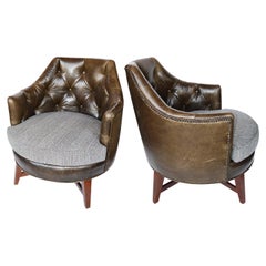 Pair of American Barrel Chairs, 1960s
