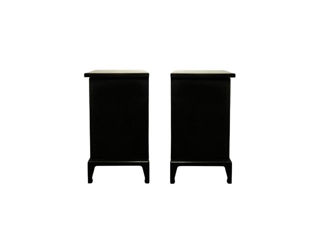 Pair of American Black Lacquer and Brass Regency Cabinets, 1960's For Sale 2