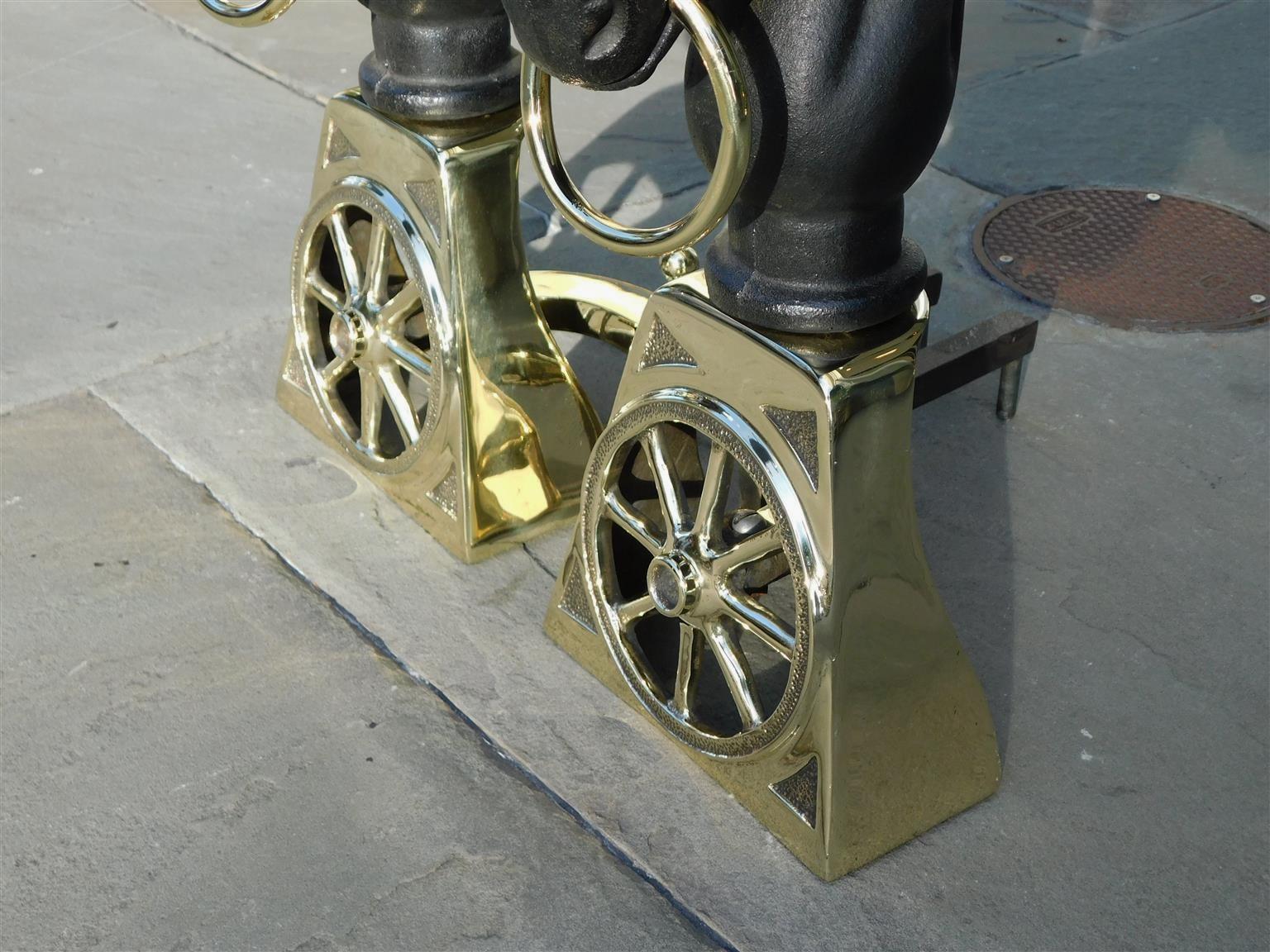 american cast iron black folk art andirons c1850