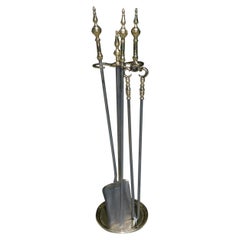 Pair of American Brass and Polished Steel Steeple Top Tools on Stand, NY C. 1810