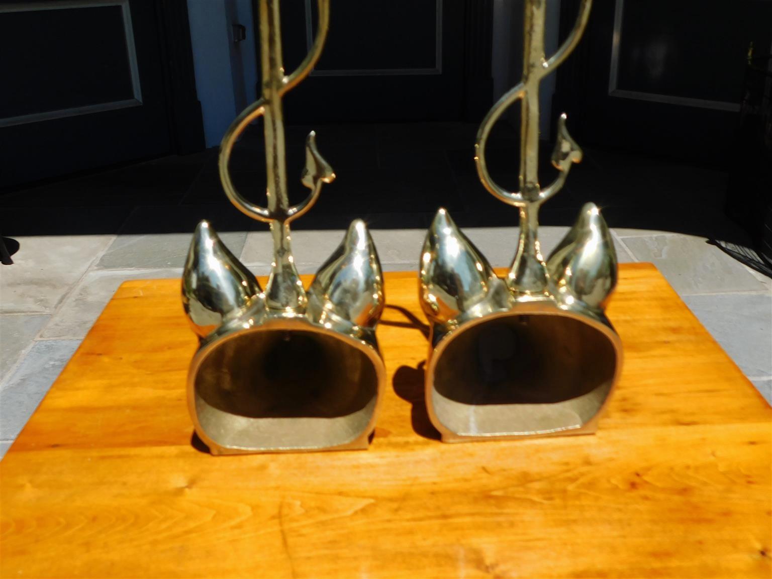 Pair of American Brass Fox Head Doorstops with Decorative Chased Handles, C 1880 5