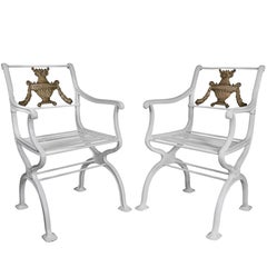 Pair of American Cast Iron Armchairs