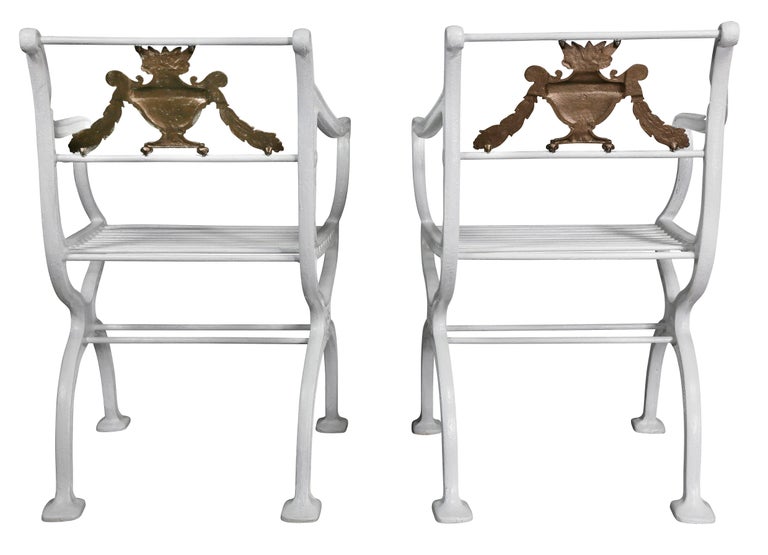 Pair of American Cast Iron Garden Chairs by W.A Snow, Boston at 1stDibs