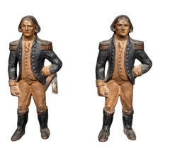 Pair Of American Cast Iron " George Washington" Andirons
