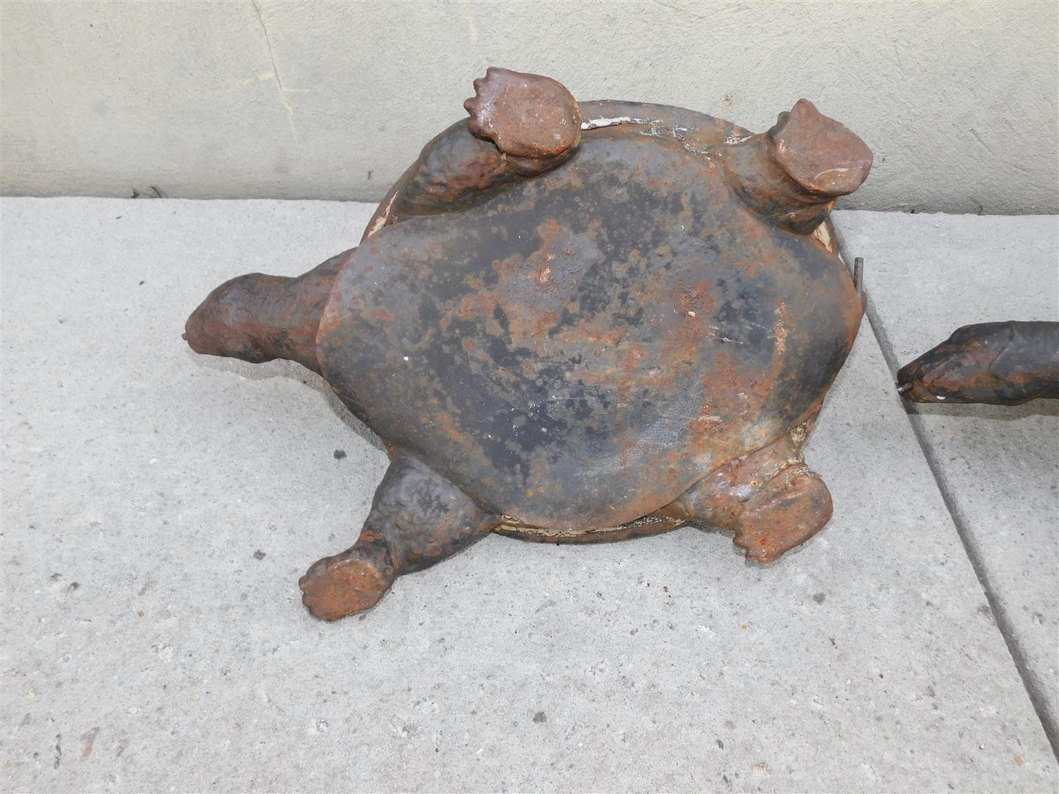 Pair of American Cast Iron Turtle Fountains with Plumbed Copper Tubing, C. 1870 For Sale 7