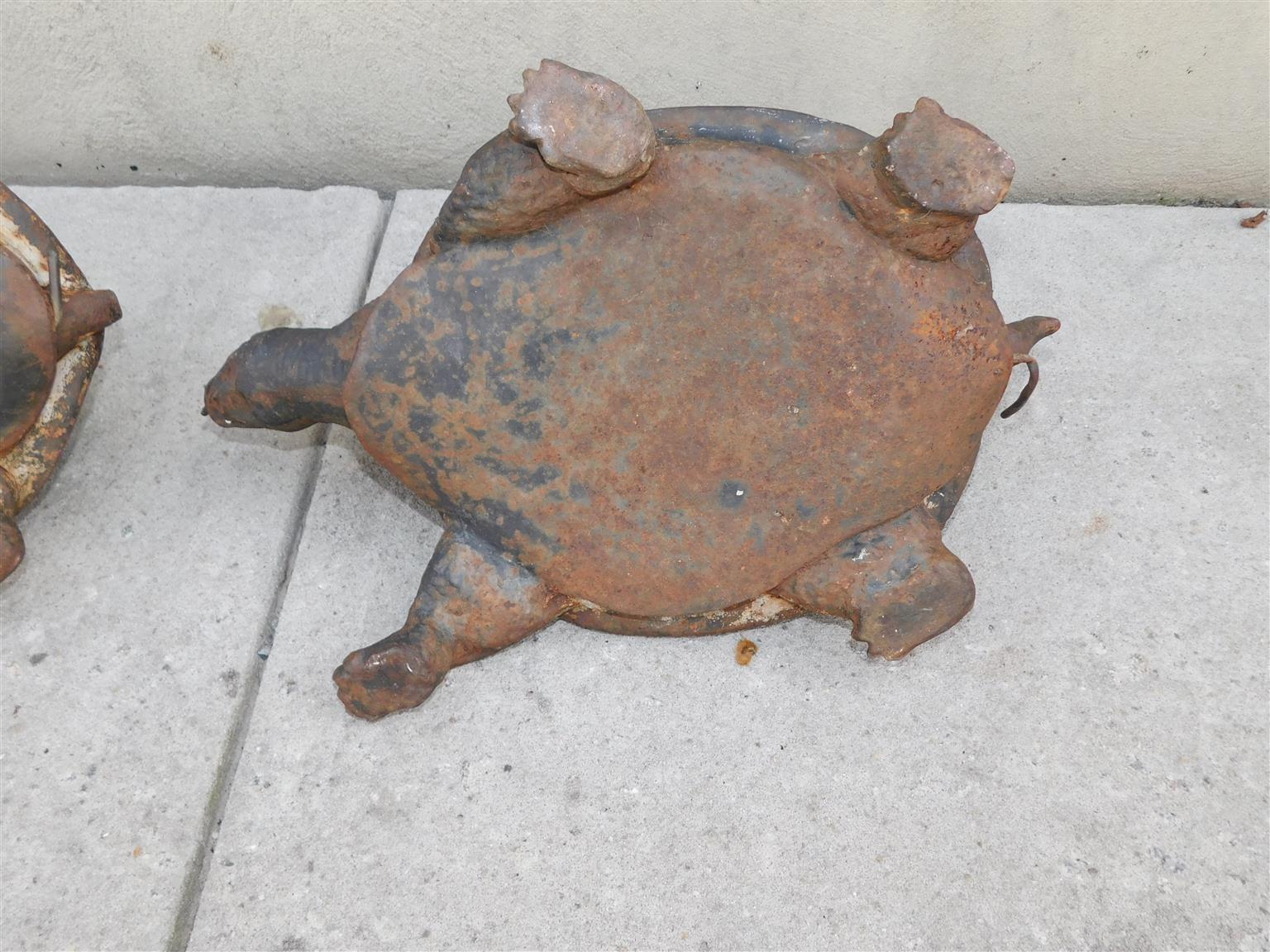 Pair of American Cast Iron Turtle Fountains with Plumbed Copper Tubing, C. 1870 For Sale 8
