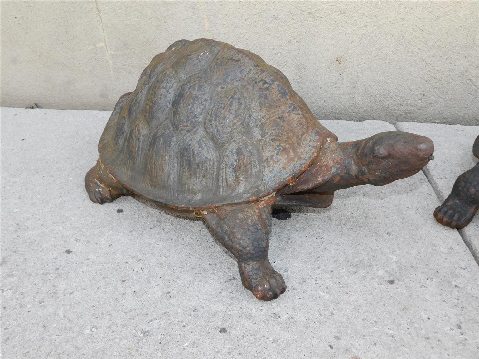 Pair of American Cast Iron Turtle Fountains with Plumbed Copper Tubing, C. 1870 In Good Condition For Sale In Charleston, SC