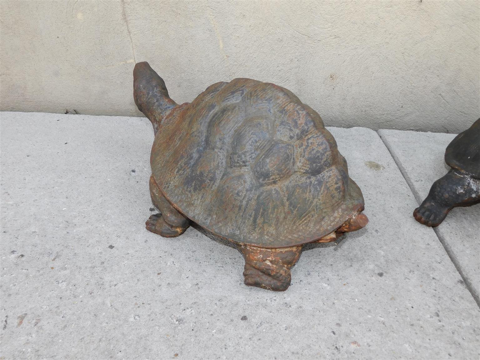 Late 19th Century Pair of American Cast Iron Turtle Fountains with Plumbed Copper Tubing, C. 1870 For Sale