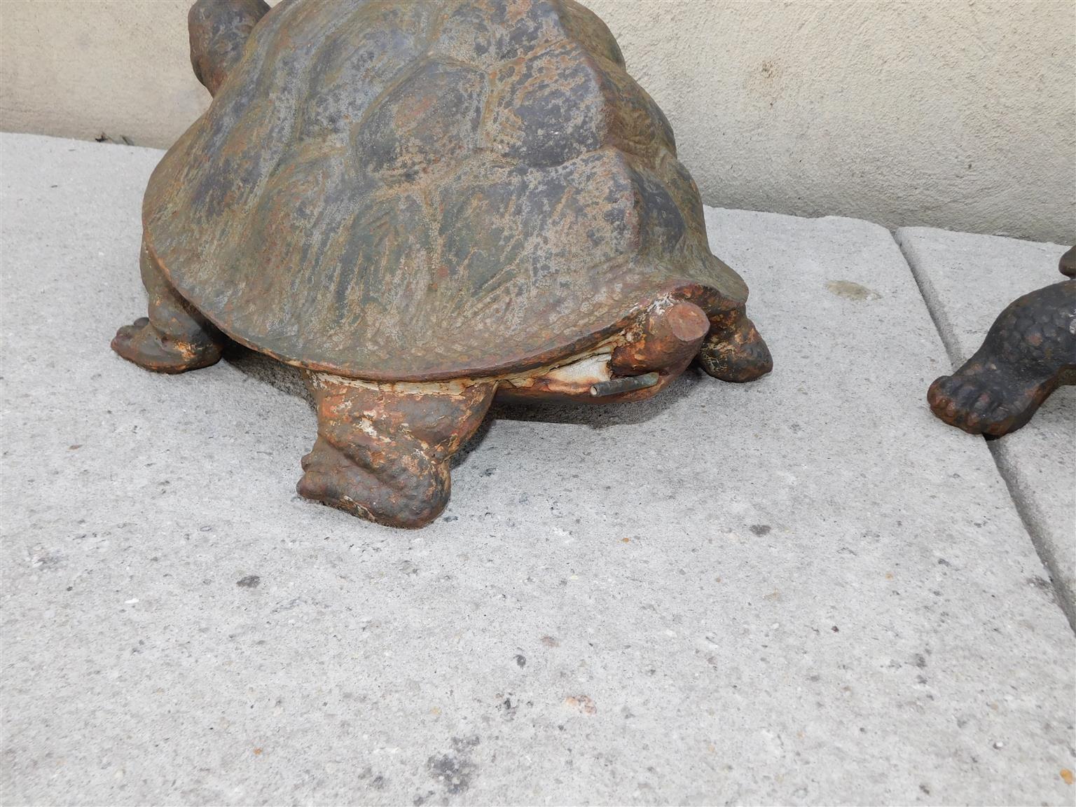Pair of American Cast Iron Turtle Fountains with Plumbed Copper Tubing, C. 1870 For Sale 1