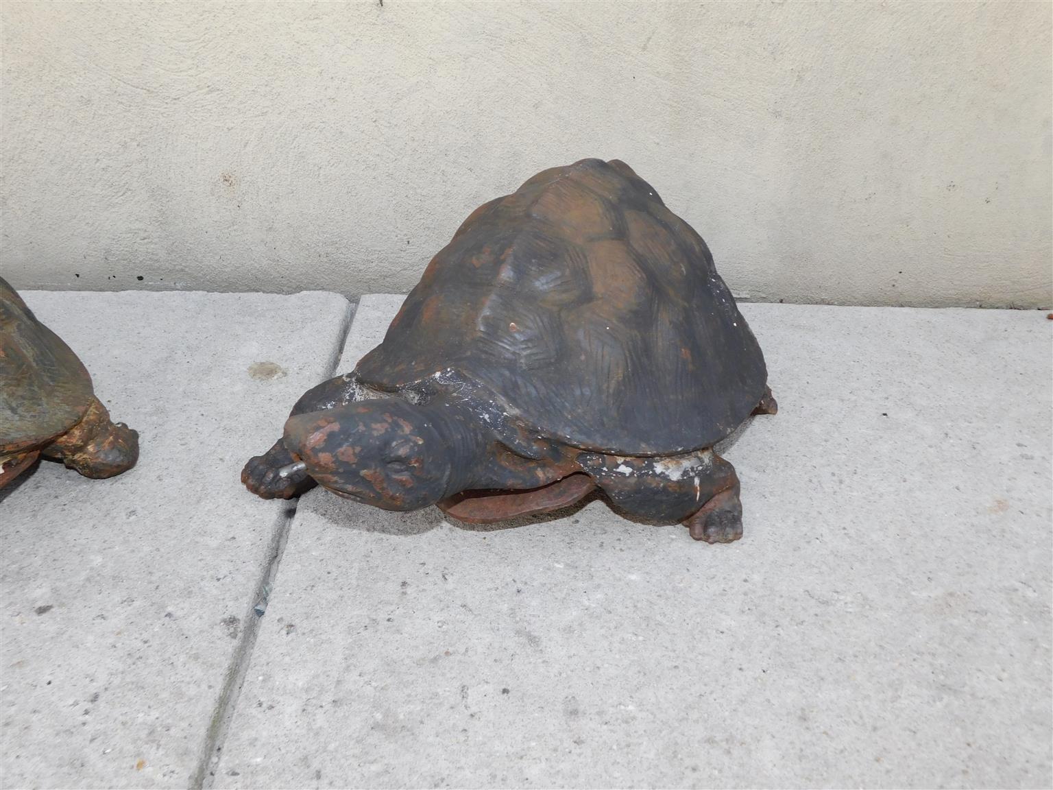 Pair of American Cast Iron Turtle Fountains with Plumbed Copper Tubing, C. 1870 For Sale 2