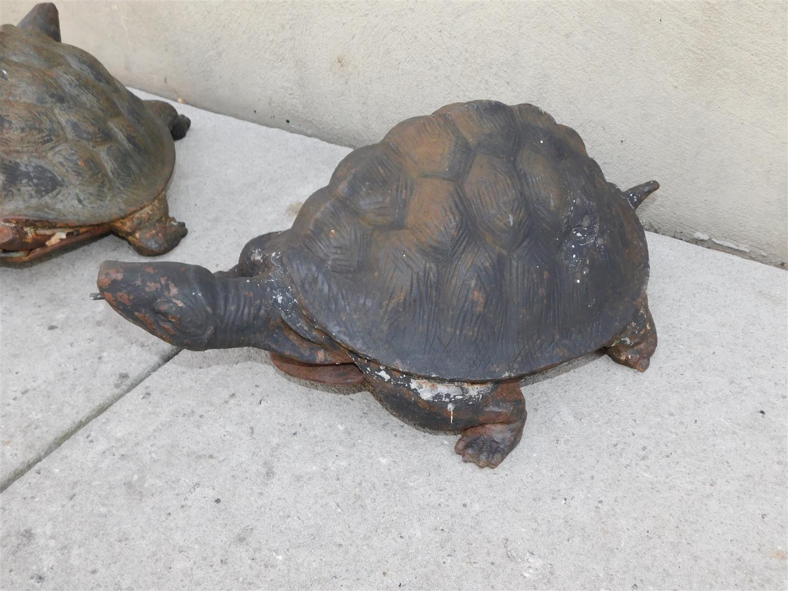 Pair of American Cast Iron Turtle Fountains with Plumbed Copper Tubing, C. 1870 For Sale 3