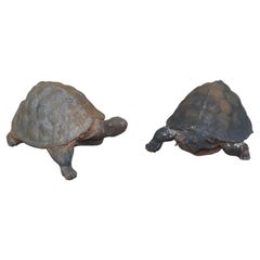 Pair of American Cast Iron Turtle Fountains with Plumbed Copper Tubing, C. 1870