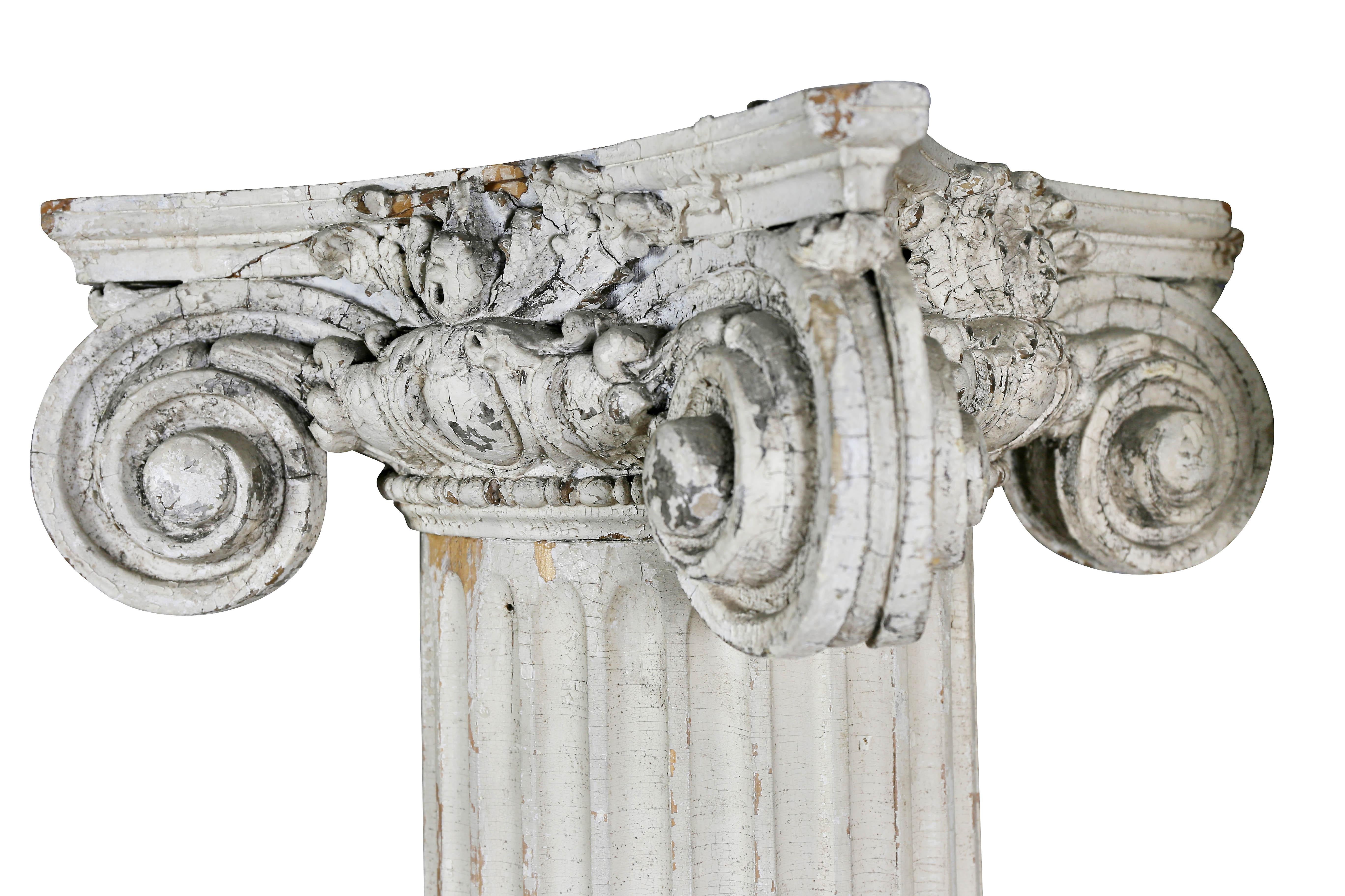 Federal Pair of American Classical Carved Wood Ionic Columns