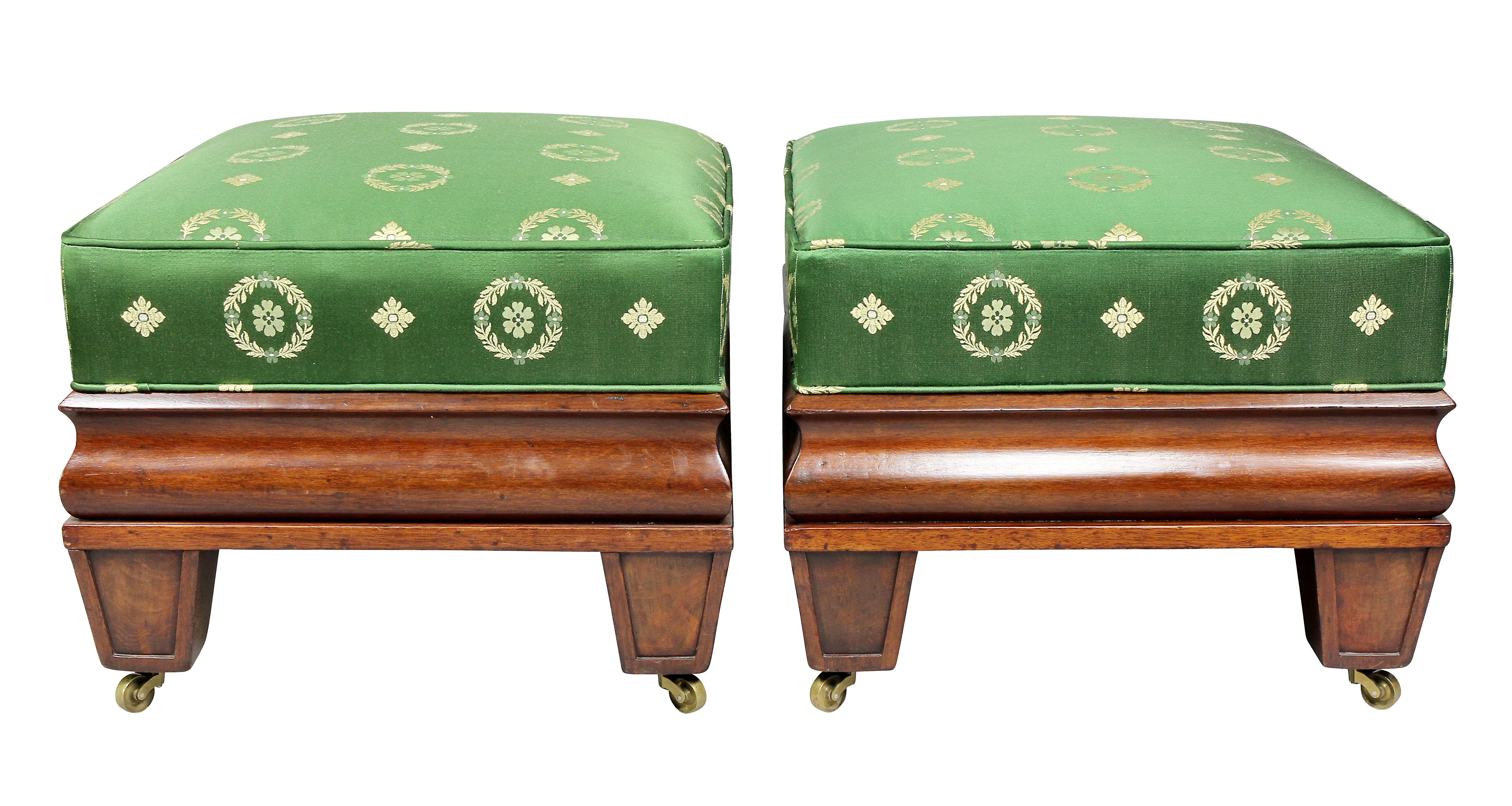Mid-19th Century Pair of American Classical Mahogany Footstools