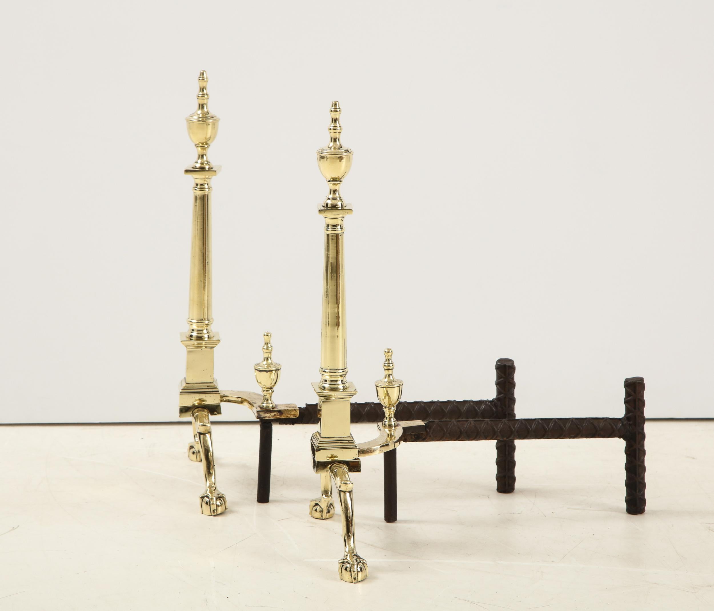 Federal Pair of American Classical Style Andirons For Sale