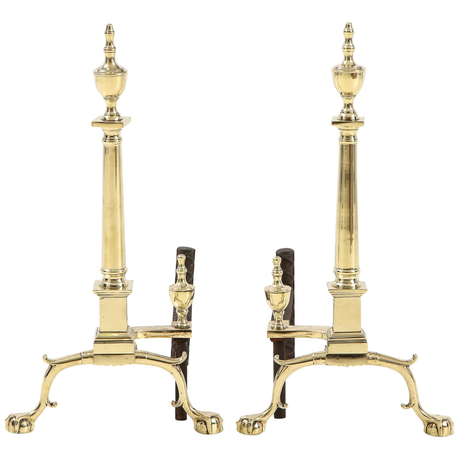 Pair of American Classical Style Andirons For Sale