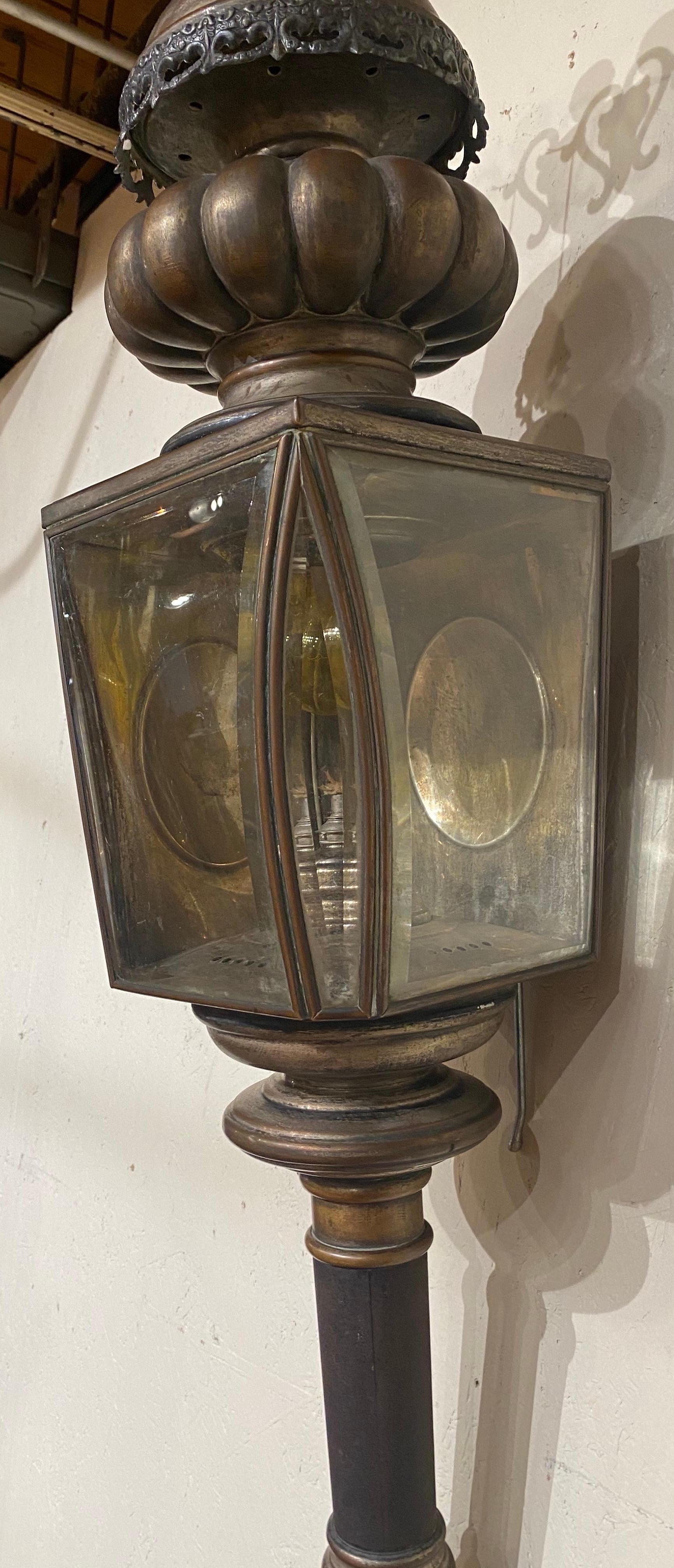 Pair of American Coach Lanterns with Urn Finials For Sale 1