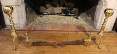 Pair of American Colonial Revival Brass Andirons
