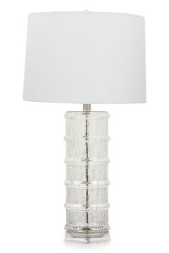 Ein Paar amerikanische Tischlampen aus versilbertem Glas mit Bambusmuster