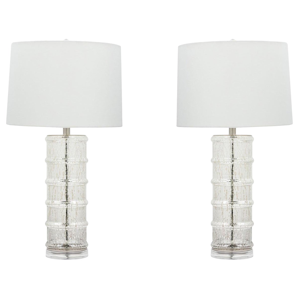 Pair of American Contemporary Lemoore Silvered Glass Table Lamp For Sale