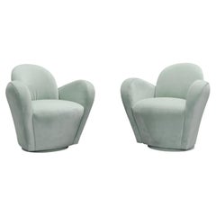 Pair of American Contemporary Swivel Lounge Chairs, c. 1980s