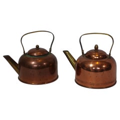 Retro Pair of American Copper Tea Kettle, TC#11-1 & 2