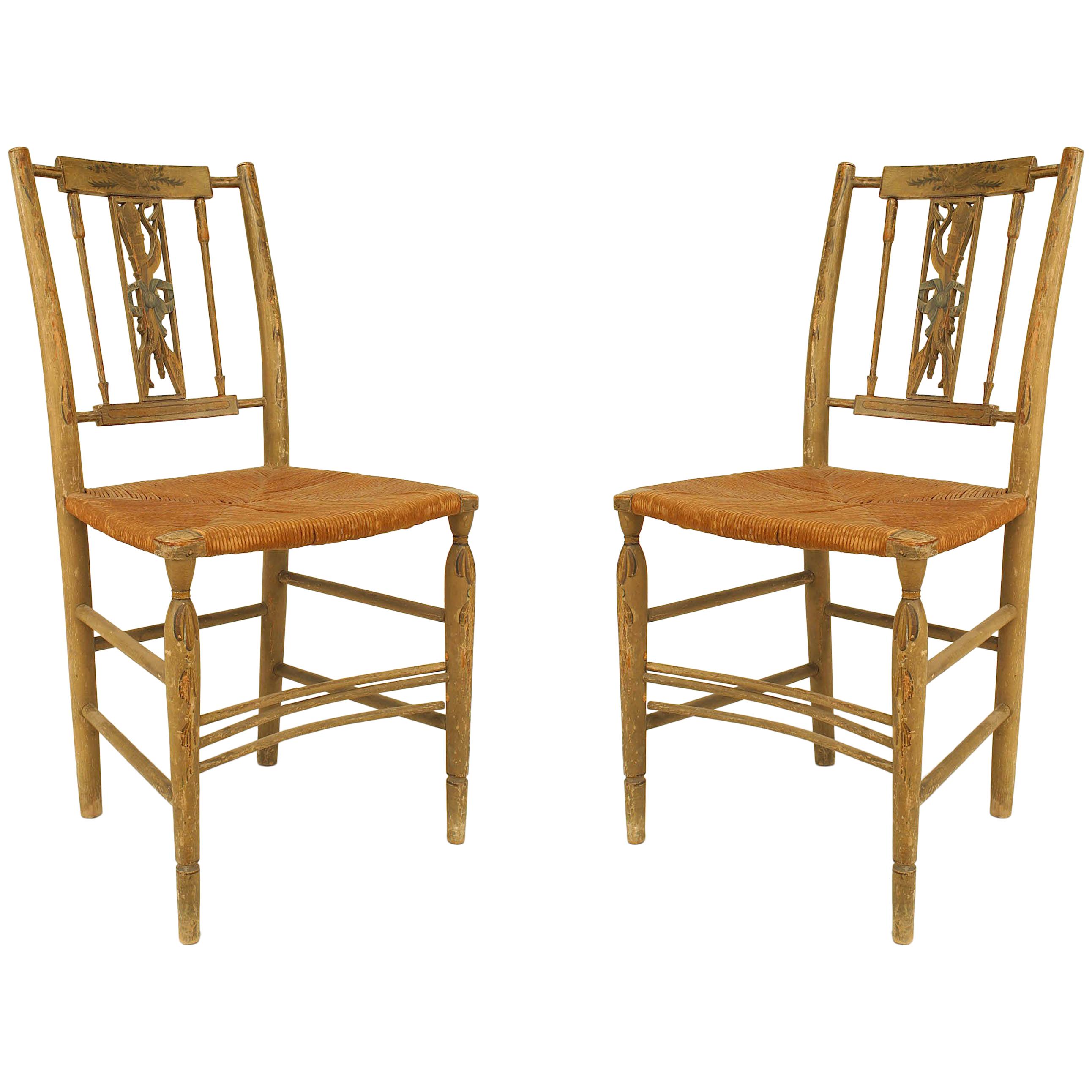 Pair of American Country Grey Side Chairs