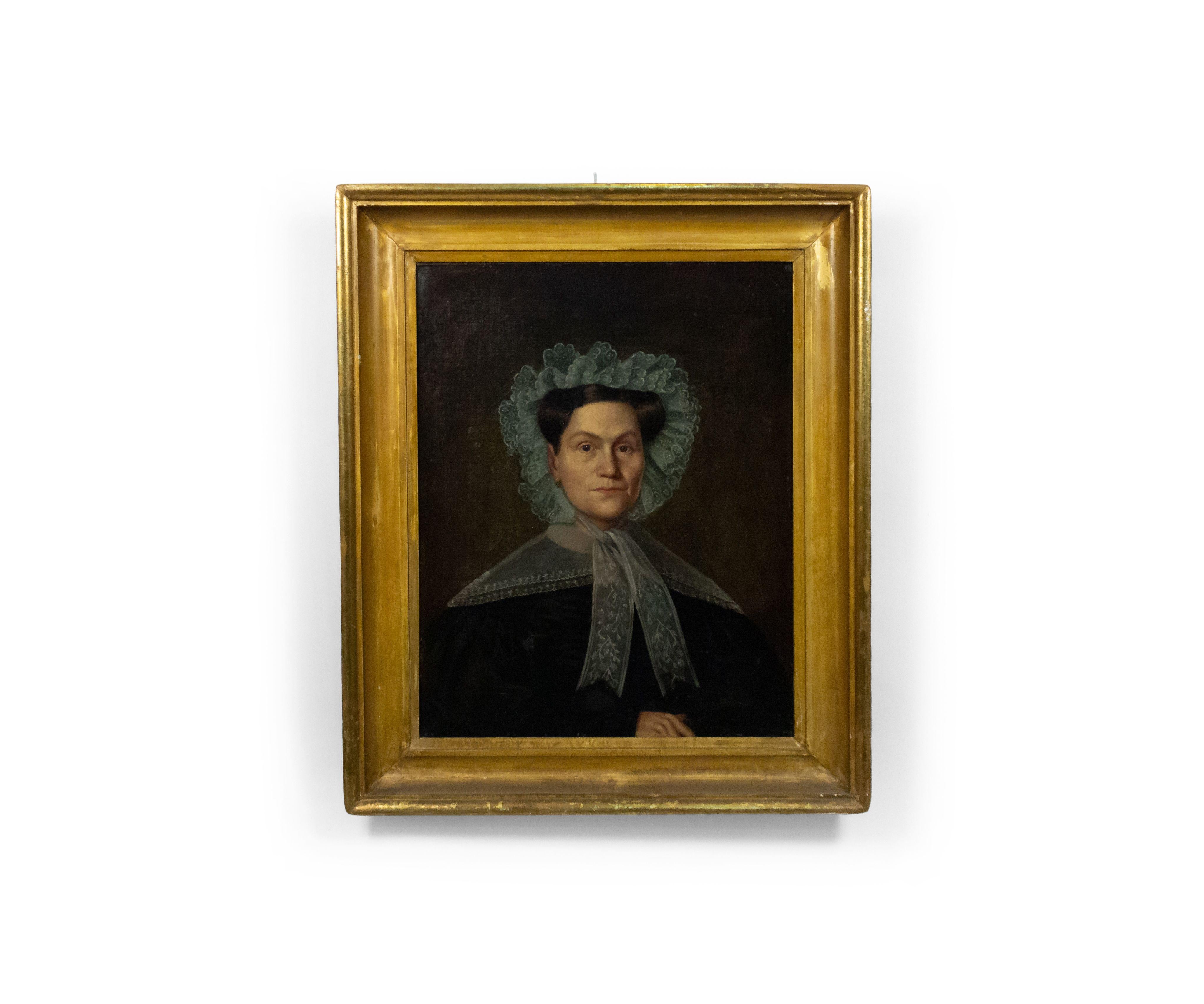 19th Century Pair of American Country Male and Female Portraits For Sale