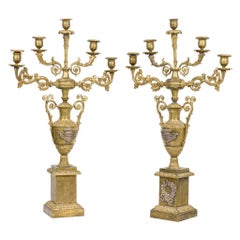 Pair of American Empire Bronze Dore Candelabras