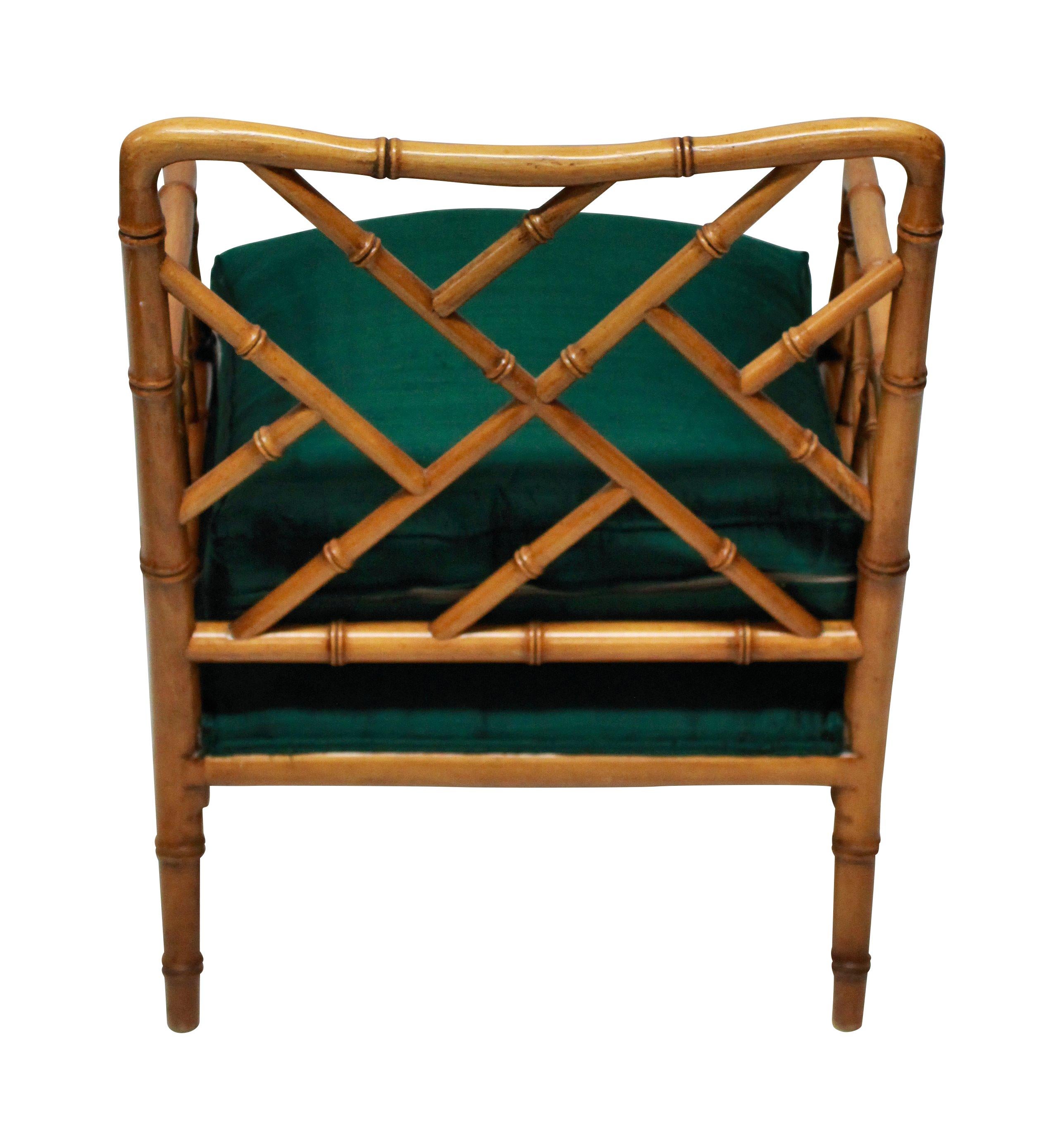 Mid-20th Century Pair of American Faux Bamboo Cockpen Armchairs