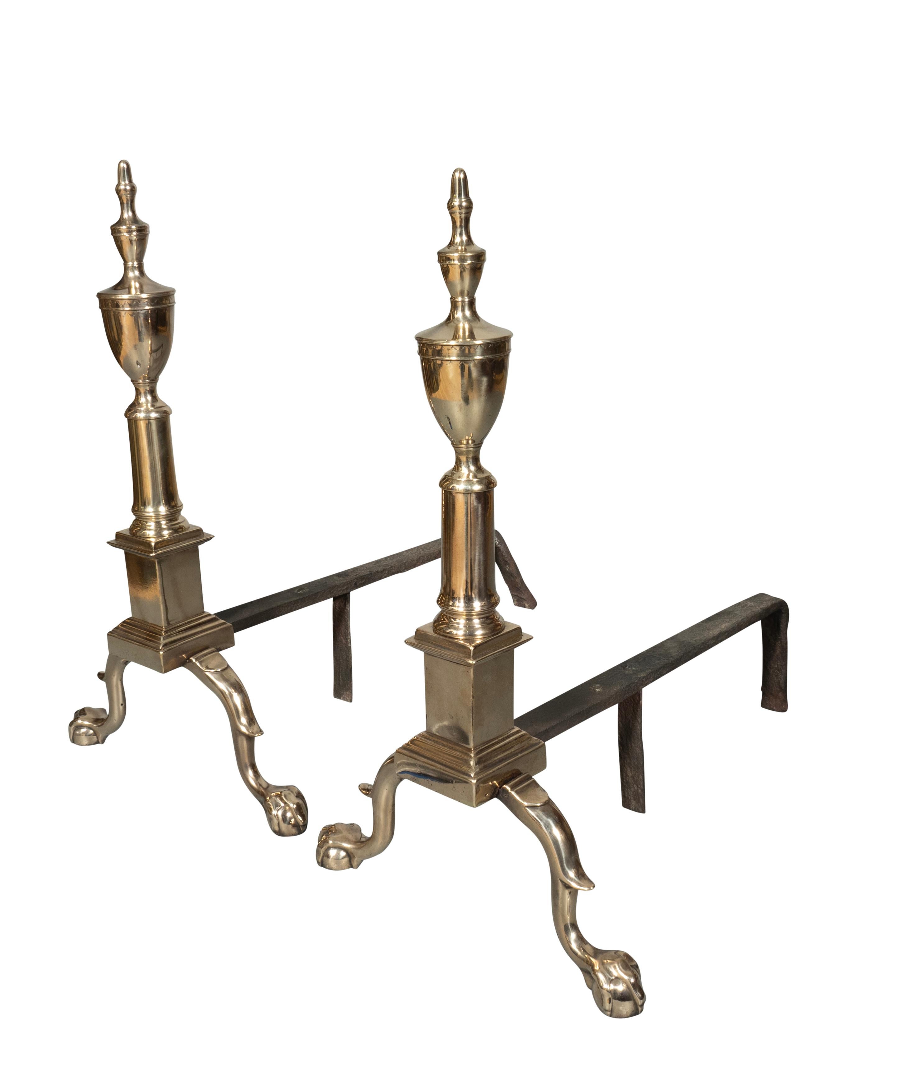 Pair Of American Federal Bell Metal Andirons 1