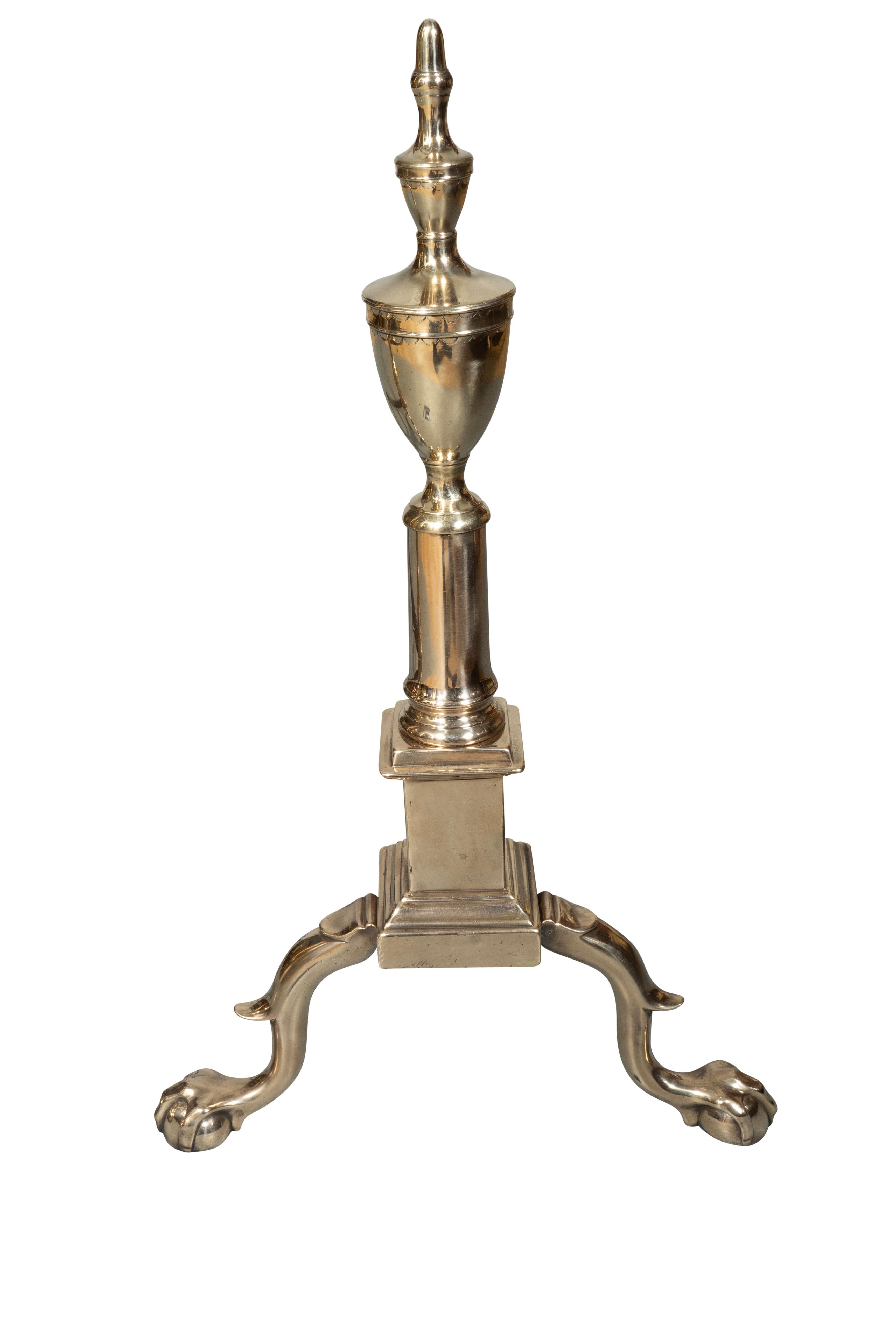 Pair Of American Federal Bell Metal Andirons 2