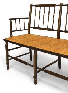 Pair of 2 American Federal Gold Stenciling Settees