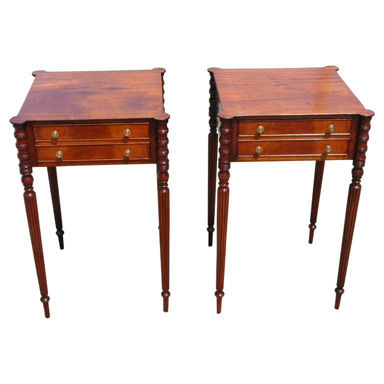 Pair of American Federal Mahogany Side Tables Boston at 1stDibs